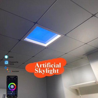 110V-240VAC Input Power Range LED Skylight Panel with Tuya WiFi BT Control and Ceiling Reserve Height 350mm