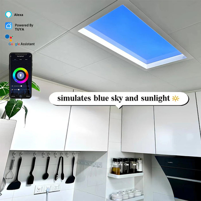 600x600 Artificial Blue Sky LED Skylight Ceiling Panel Tuya Wifi Remote Control
