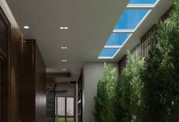 No Blue Light Flicker Dimmable LED Fake Skylight 30 Degree With Remote Control