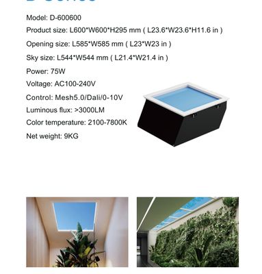 150W LED Skylight Panel for 8-12 Square Meter Area with Color Temperature Range and High Luminous Flux